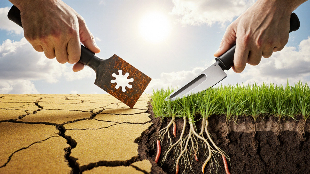 Превращение желтой травы в зеленую: тупой и острый нож, здоровые корни и микроорганизмы в почве.