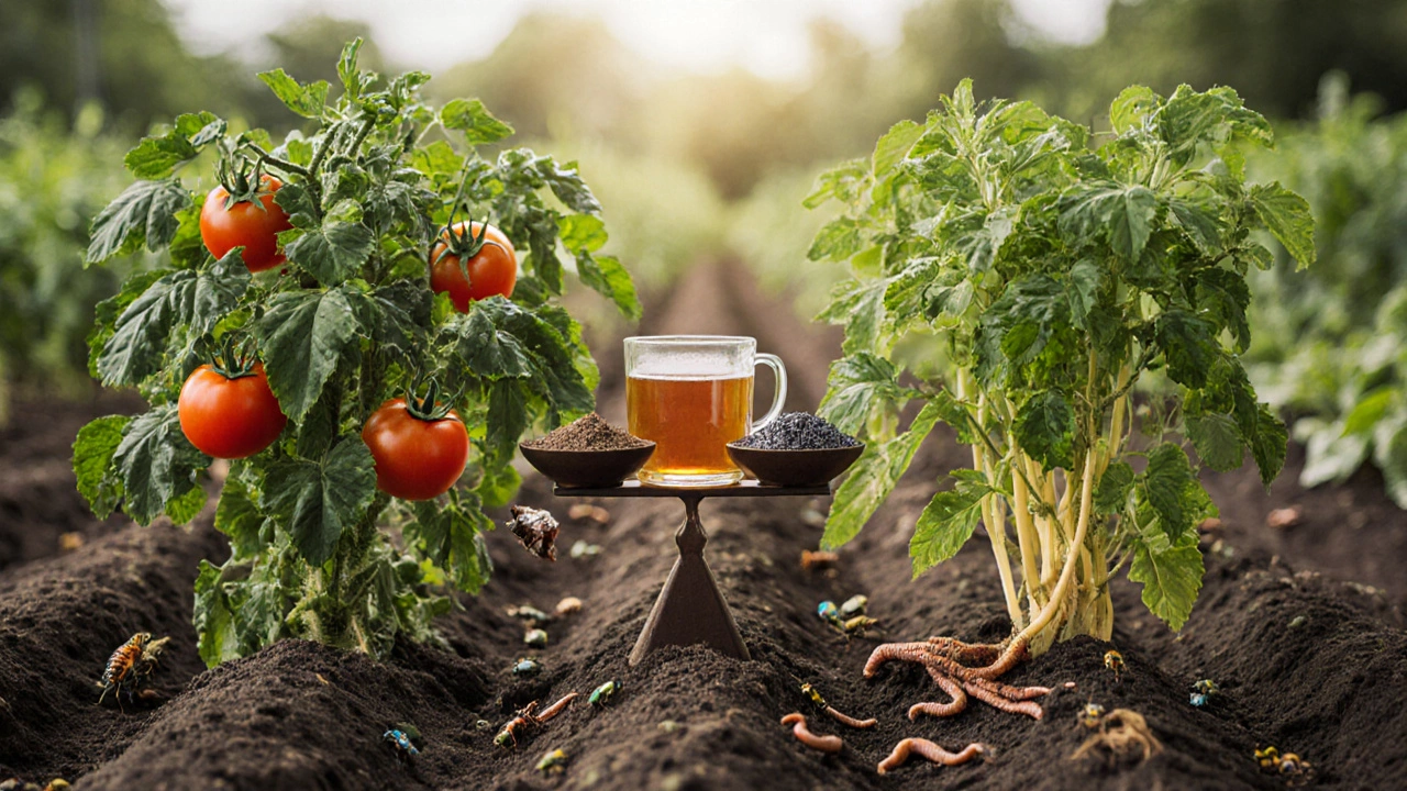 Баланс здоровых и перекормленных азотом растений с элементами почвенной экосистемы.