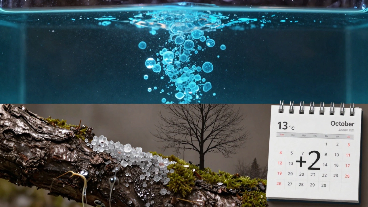 Схематичное изображение: медный купорос уничтожает грибки, железный — удаляет мох и лишайники.