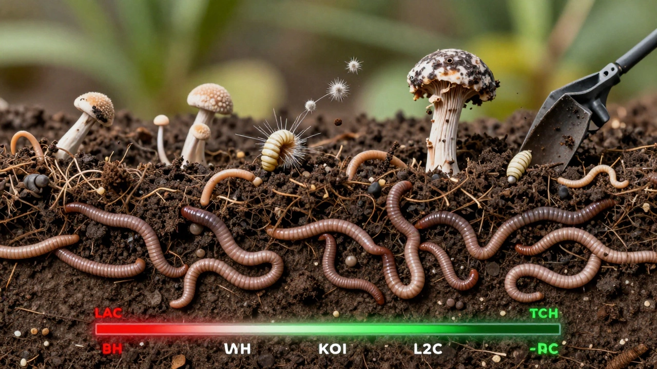 Разрез почвы: полезные микроорганизмы внизу, замороженные патогены сверху — результат осенней обработки.